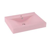 vidaXL Lavabo de lujo con grifo cerámica 60x46 cm rosa mate