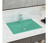 vidaXL Lavabo de lujo con grifo Cerámica 60x46 cm Verde claro