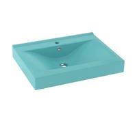 vidaXL Lavabo de lujo con grifo cerámica 60x46 cm verde claro