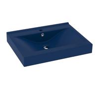 vidaXL Lavabo de lujo con grifo, cerámica azul oscuro 60x46 cm
