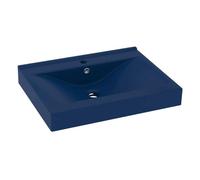 vidaXL Lavabo de lujo con grifo cerámica azul oscuro 60x46 cm