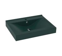 vidaXL Lavabo de lujo con grifo cerámica verde oscuro 60x46 cm