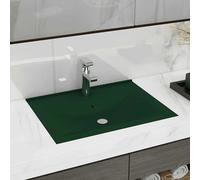 vidaXL Lavabo de lujo con grifo cerámica verde oscuro 60x46 cm