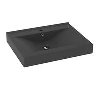 vidaXL Lavabo de lujo montado encima vasija cerámica gris oscuro 60x46 cm con grifo