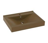 vidaXL Lavabo de lujo con grifo cerámica 60x46 cm crema mate