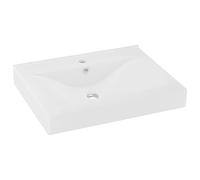 vidaXL Lavabo de Lujo con Grifo Tocador Montado Encima Piedra Vasija Aseo Indoro Cocina Garaje Fácil de Limpiar Cerámica 60x46 cm Blanco Mate