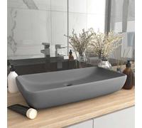 Vidaxl lavabo de lujo de cerámica rectangular gris claro mate 71x38 cm