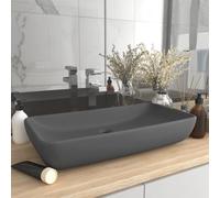 vidaXL Lavabo de lujo de cerámica rectangular gris oscuro mate 71x38cm