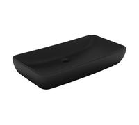 vidaXL Lavabo de lujo de cerámica rectangular negro mate 71x38 cm