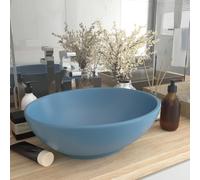 vidaXL Lavabo de lujo ovalado cerámica azul claro mate 40x33 cm
