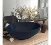 vidaXL Lavabo de lujo ovalado cerámica azul oscuro mate 40x33 cm