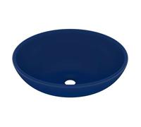 vidaXL Lavabo de lujo ovalado cerámica azul oscuro mate 40x33 cm