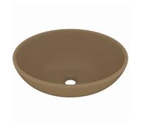 Vidaxl lavabo de lujo ovalado cerámica crema mate 40x33 cm
