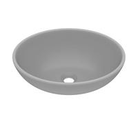 vidaXL Lavabo de lujo ovalado cerámica gris claro mate 40x33 cm