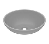 vidaXL Lavabo de lujo ovalado cerámica gris claro mate 40x33 cm