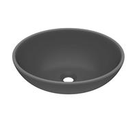 vidaXL Lavabo de lujo ovalado montado encima, cerámica gris oscuro mate, fácil de limpiar 40x33 cm