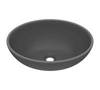 vidaXL Lavabo de lujo ovalado montado encima, cerámica gris oscuro mate, fácil de limpiar 40x33 cm