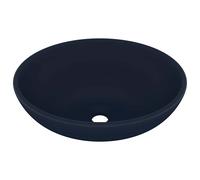 vidaXL Lavabo de lujo ovalado cerámica mate 40x33 cm Azul Oscuro Mate