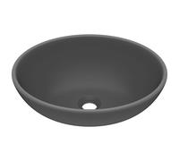 vidaXL Lavabo de lujo ovalado cerámica mate 40x33 cm Gris Oscuro Mate