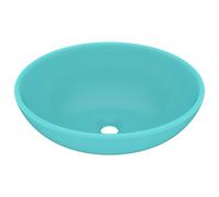 vidaXL Lavabo de lujo ovalado cerámica mate 40x33 cm Verde Claro Mate