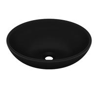 vidaXL Lavabo de lujo ovalado – Cerámica negro mate, 40x33 cm, sobre encimera, fácil de limpiar