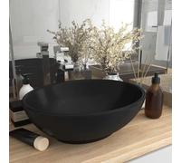 vidaXL Lavabo de lujo ovalado cerámica negro mate 40x33 cm