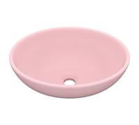 vidaXL Lavabo de lujo ovalado, vasija montada encima, cerámica rosa mate, fácil de limpiar