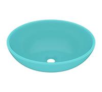 vidaXL Lavabo de lujo ovalado cerámica mate – Montado encima – Azul claro, azul oscuro, blanco
