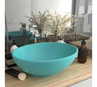 vidaXL Lavabo de lujo ovalado cerámica verde claro mate 40x33 cm