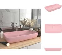 vidaXL Lavabo de lujo rectangular, color rosa mate, 71x38 cm, de cerámica. Lavabo para baño