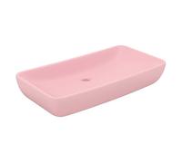 vidaXL Lavabo de lujo rectangular de cerámica rosa mate 71x38 cm