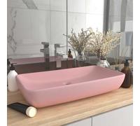 vidaXL Lavabo de lujo rectangular de cerámica rosa mate 71x38 cm