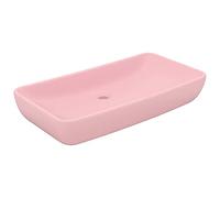 vidaXL Lavabo de Lujo Rectangular Tocador Montado Encima Piedra Vasija Aseo Indoro Garaje Fácil de Limpiar de Cerámica Rosa Mate 71x38 cm