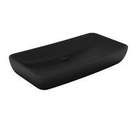 vidaXL Lavabo de lujo de cerámica rectangular negro mate 71x38 cm