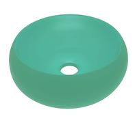 vidaXL Lavabo de lujo redondo cerámica 40x15 cm Verde Claro Mate