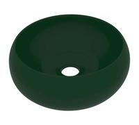 vidaXL Lavabo de lujo redondo cerámica 40x15 cm Verde Oscuro Mate