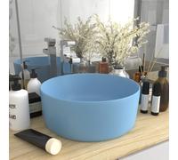 vidaXL Lavabo de lujo redondo cerámica azul claro mate 40x15 cm