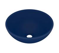 vidaXL Lavabo de lujo redondo, cerámica azul oscuro mate, 32,5x14 cm