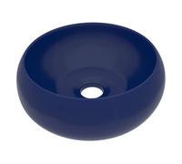 vidaXL Lavabo de lujo redondo cerámica azul oscuro mate 40x15 cm