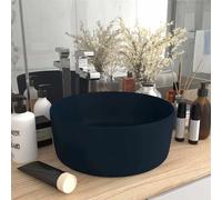 vidaXL Lavabo de lujo redondo cerámica azul oscuro mate 40x15 cm