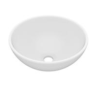 vidaXL Lavabo de lujo redondo de cerámica blanco mate 32,5x14 cm