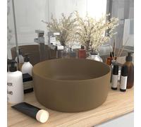 vidaXL Lavabo de lujo redondo cerámica crema mate 40x15 cm