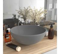vidaXL Lavabo de lujo redondo cerámica gris claro mate 32,5x14 cm