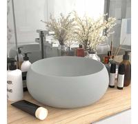 vidaXL Lavabo de lujo redondo cerámica gris claro mate 40x15 cm