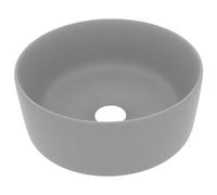vidaXL Lavabo de lujo redondo cerámica gris claro mate 40x15 cm