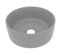vidaXL Lavabo de lujo redondo – Vasija tocador montada encima cerámica 40x15 cm Gris claro mate