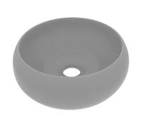 vidaXL Lavabo de lujo redondo cerámica gris claro mate 40x15 cm