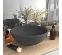 vidaXL Lavabo de lujo redondo cerámica gris oscuro mate 32,5x14 cm