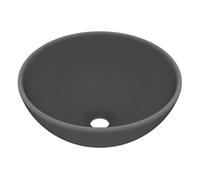 Vidaxl lavabo de lujo redondo cerámica gris oscuro mate 32,5x14 cm