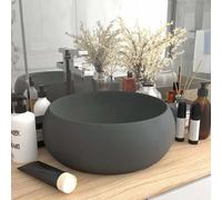 vidaXL Lavabo de lujo redondo cerámica gris oscuro mate 40x15 cm